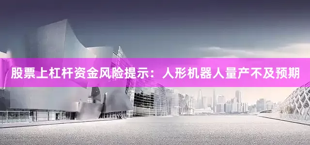 股票上杠杆资金风险提示：人形机器人量产不及预期
