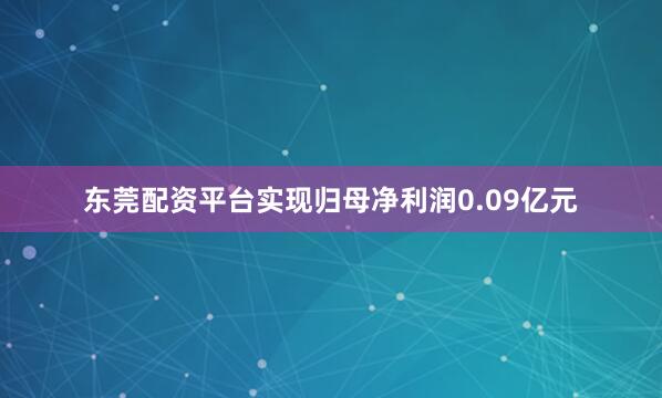 东莞配资平台实现归母净利润0.09亿元